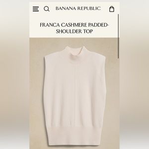 Banana Republic Franca Cashmere Padded Shoulder Top NWT